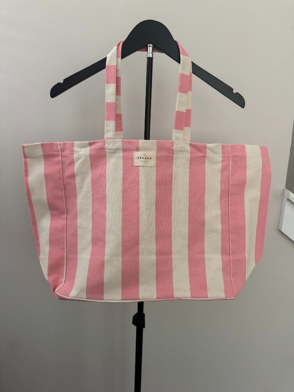 Cotton Candy Pink and White Canvas Tote NWOT